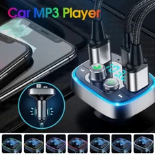 Bluetooth 5.1 FM Transmitter Lossless HiFi Bass Sound Fast Charging Car Adapter