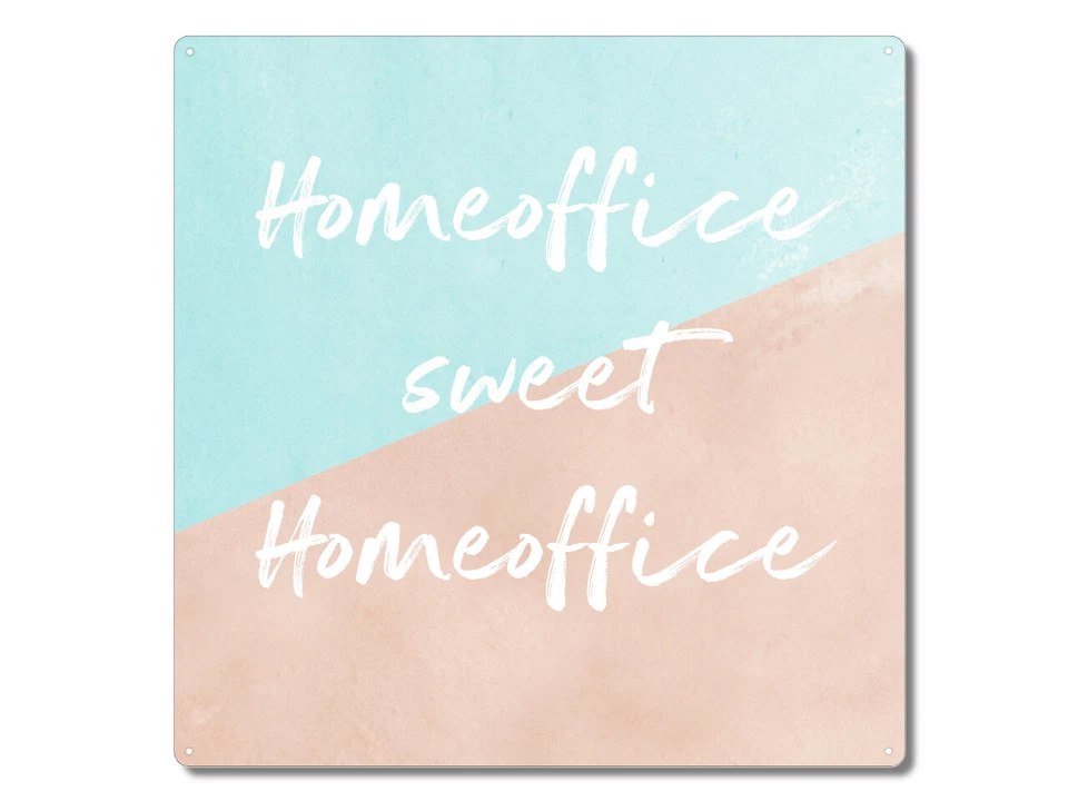 Interluxe Metallschild 20x20cm - Homeoffice sweet Homeoffice - Schild als Deko