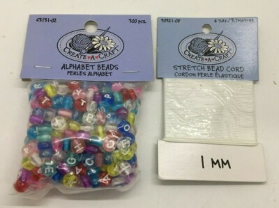2 PC Set Create A Craft Alphabet Beads 300 PCS 63131-02 & Bead Cord New