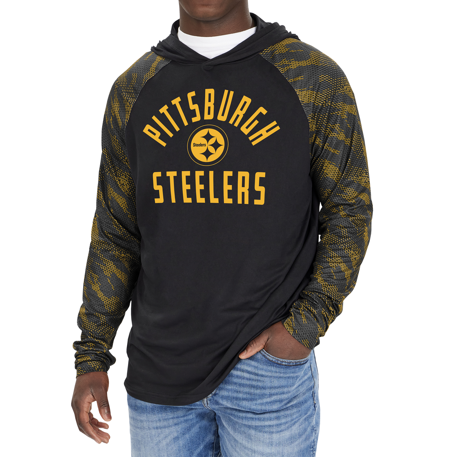 Пуловер с капюшоном и принтом Viper от Zubaz NFL Mens Pittsburgh Steelers