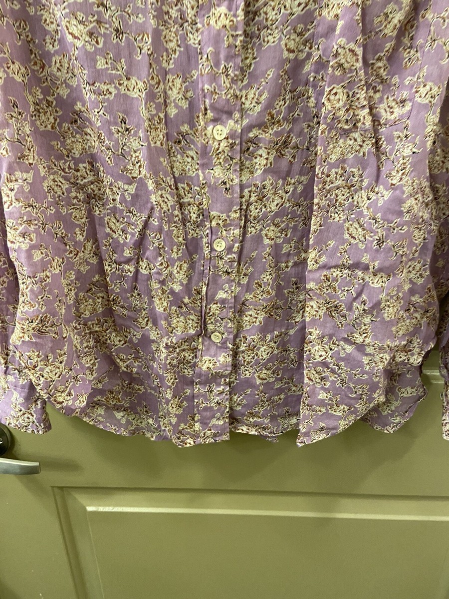 isabel marant etoile cotton purple floral long sleeve blouse