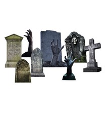TOMBSTONES HALLOWEEN - YARD SIGN SET - BRAND NEW OUTDOOR PLASTIC DECORATION 2640