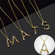 Monogram Opals Alphabet Necklace Accessories Jewelry Pendant Initial F Women