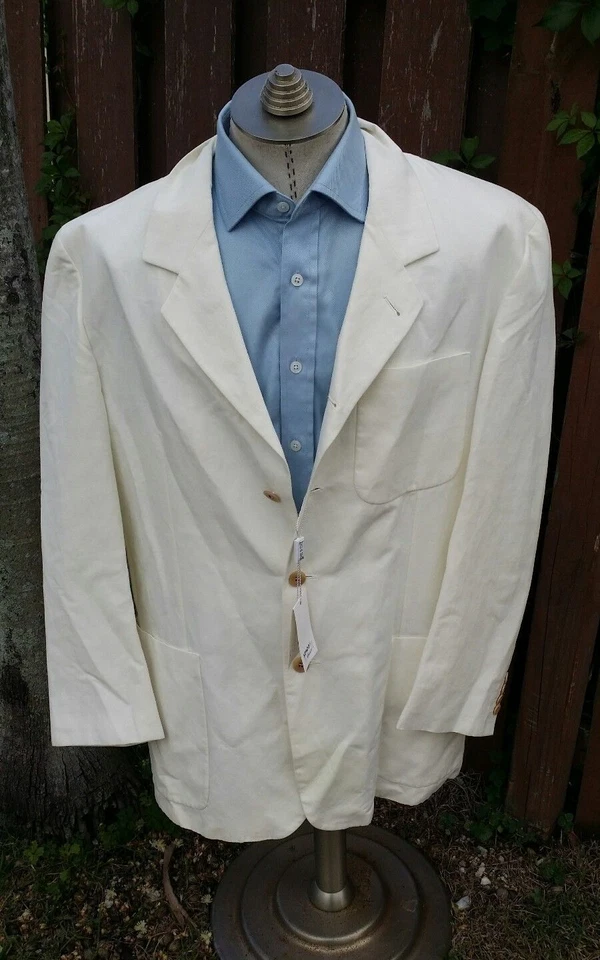 NUEVO CON ETIQUETAS 42L Mondo di Marco LINO RAYÓN Blanco Sin Cuello Nehru Sport Blazer Chaqueta Foto 2 de 4