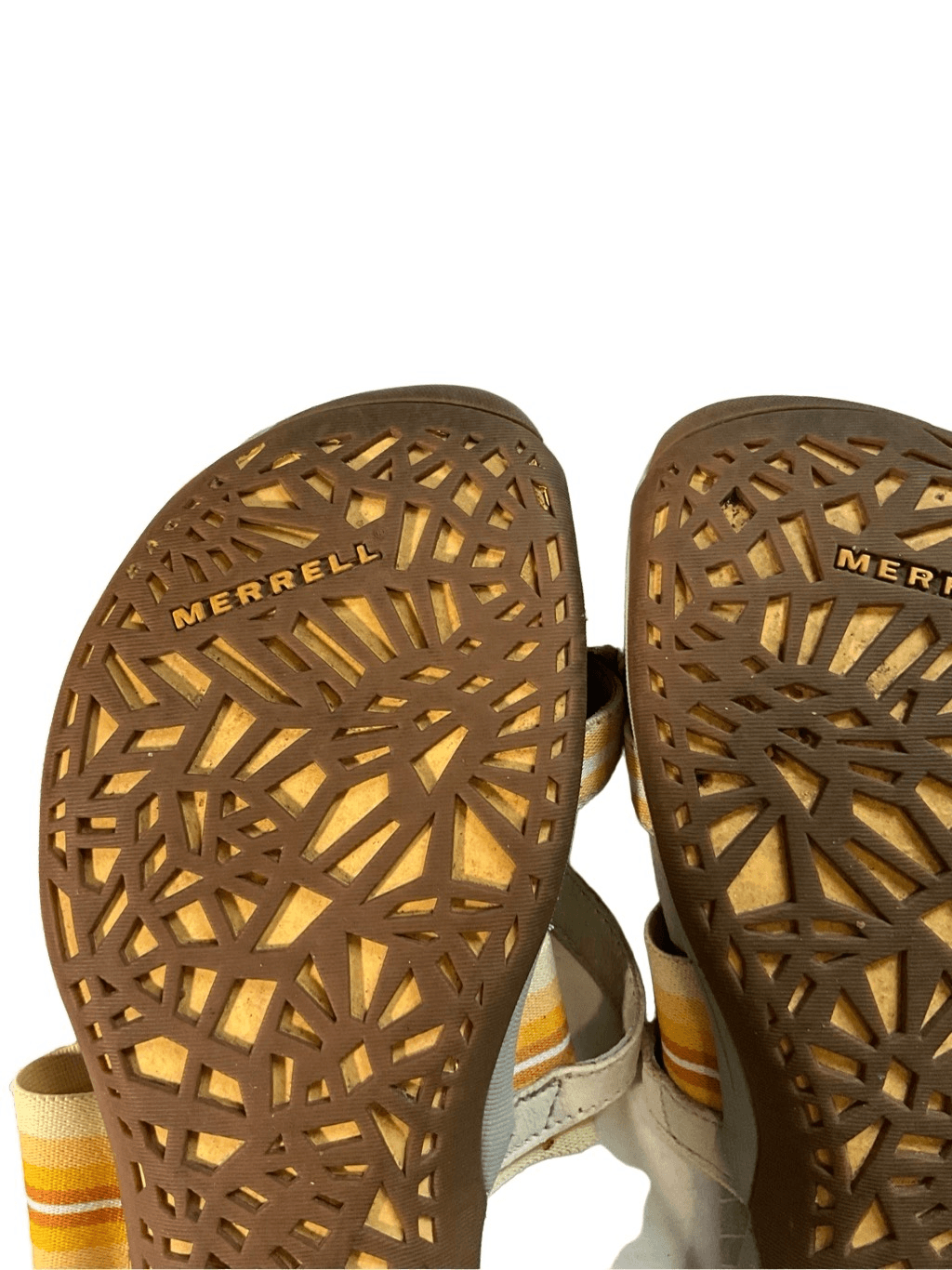 Sandalo slip on giallo e crema Merrell con punta infradito