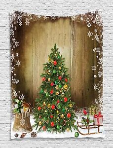 Christmas Tree Snow Flakes Tapestry Wall Hanging for Living Room Bedroom Dorm