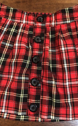 Justice Red Black Plaid Skirt with Black Shorts Underneath Girls Size 12 Holiday - Picture 2 of 6