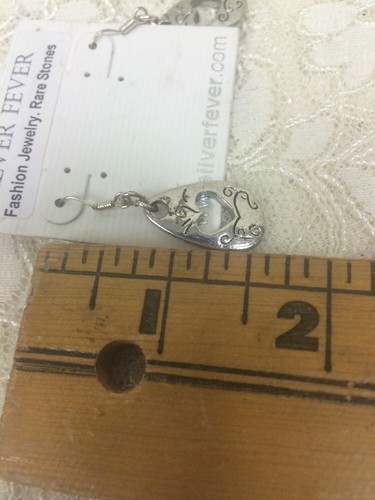 "Silver Fever" Heart Cutout Dangle Earrings Pierced Silver-tone - Picture 3 of 4