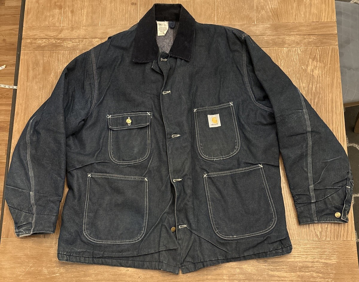 Vintage CARHARTT Coverall Denim Chore Coat Jacket 80s UNION