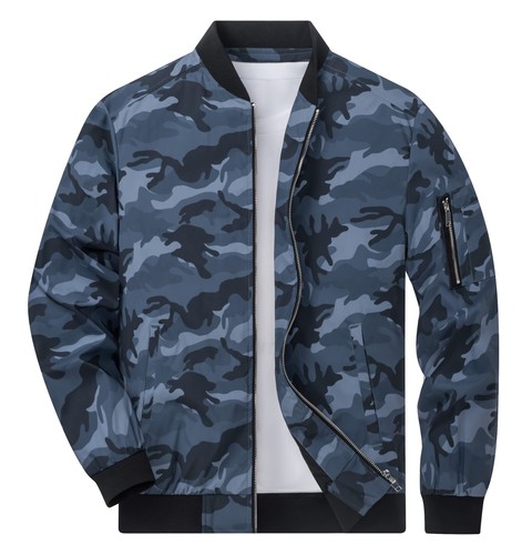 Men's Thin Bomber Jacket Spring Fall Casual Baseball Coat Hiking Sports Outwear - Picture 10 of 145