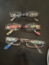 Kerecsen 3 Pairs Women Reading Glasses Flower Colorful Readers