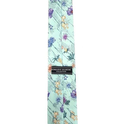 Romario Manzini® Men's Cotton Floral Standard Necktie with Handkerchief - Picture 62 of 63