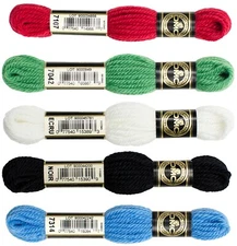 DMC Laine Colbert Tapestry Wool Yarn NEEDLEPOINT 8yd, 7003-7398 BLACK WHITE ECRU