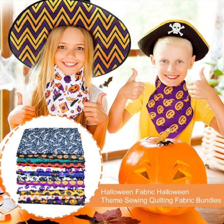 Pacote com 40 peças de berloque de tecido de Halloween 5 x 5 quadrados blocos de colcha para acolchoar férias - Imagem 4 de 4