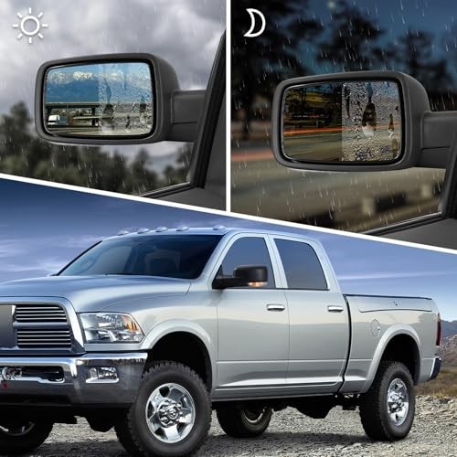 Side Mirror Compatible with Towing Mirror 2009-2018 Dodge Ram 1500 2010-2018 - Picture 7 of 7