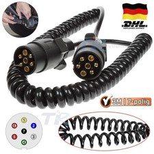 3 METER SPIRALKABEL 7-POLIG ANHANGER VERLANGERUNGSKABEL MIT MANNLICH STECKER M/M