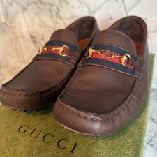 Gucci Men s Brown Leather Horsebit Webb Loafers US 8.5
