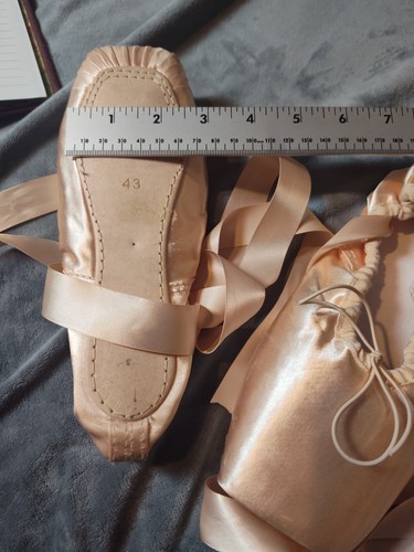Pink Satin Ballerina Shoes Leather Soles Size 43 - Picture 7 of 9