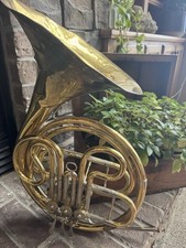 Antique Contemporary French Horn Heavily Dented As Is Brass Rotary Valve Vintage
