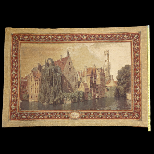 Vintage Bruges Belgium Rosary Quay Tapestry 56" x 40" - Picture 8 of 18