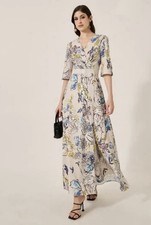 Gorgeous Floral Maxi Dress Size 10 - 12 V Neck Short Sleeve Flattering RRP$79