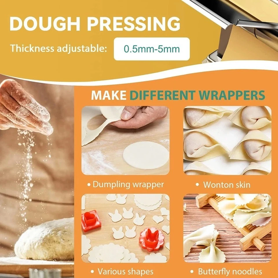 Electric Pasta Maker Home Restaurant Dumpling Skin Roller Noodle Machine - Image 3 of 4