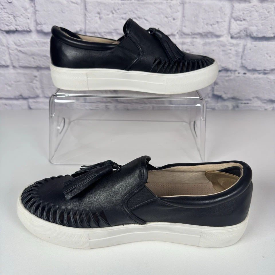 Zapatos de cuero negros J/SLIDES sin cordones para mujer talla 7,5 borla azteca recortada Foto 4 de 4