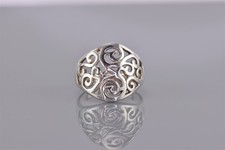Sterling Silver 18mm Openwork Scrolled Tapered Band Ring 925 Sz: 7.5