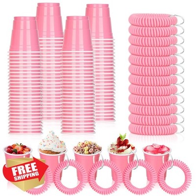 SMAODSGN Pink Shot Cups, 100 Pcs, Wristband Set