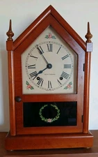 Seth Thomas Steeple Chime Mantel Clock W/Key Works. 14.5"/9"/4-3/4" (base).