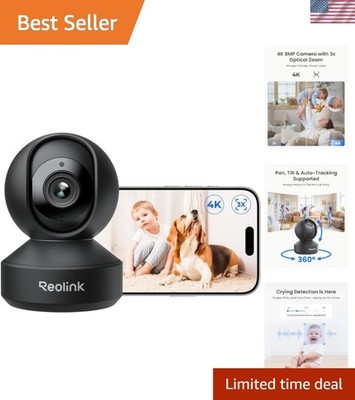 4MP HD Indoor Camera with Dual-Band Wi-Fi and Crying Detection   E1 Zoom Black