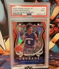 2020 Panini Prizm DP #91 Red/White/Blue Crusade Prizm Rc Jaden McDaniels PSA 9