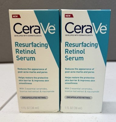 CeraVe Resurfacing Retinol Face Serum, 1 fl Oz 2 Pack New Free Ship