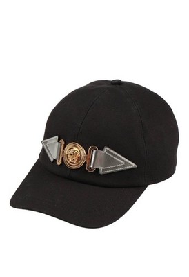 New Gianni Versace Gold Metallic Medusa Black  Hat Size 57