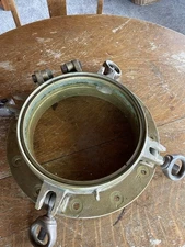 Antique Brass Ship Porthole-4 Dog-WW2 Era-Vintage-Works Well-Made In USA-(Heavy)