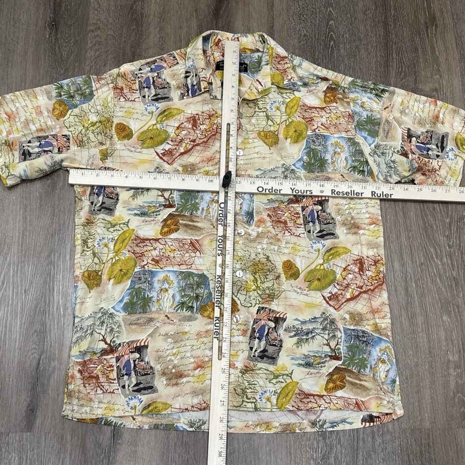 Camisa Havaiana Masculina Tori Richard Média Aloha Mapa Floral Palmeira Vintage - Imagem 4 de 4