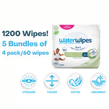 Waterwipes Sensitive Baby Toddler Wipes Unscented Alcohol/Fragrance Free 1200ct