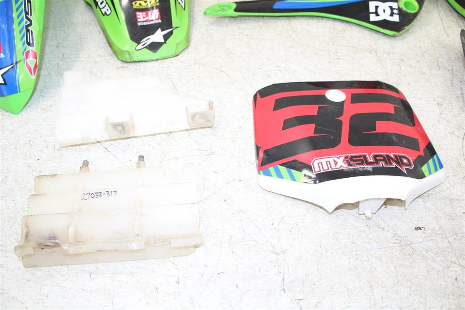 Juego de guardabarros de plástico Kawasaki KX 100 2008 placas numeradas delanteras traseras cubiertas protectores Foto 2 de 4