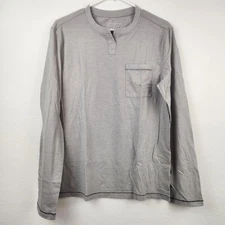 Lahgo Lunya Restore Long Sleeve Henley Shirt Light Gray Size Small NWOT
