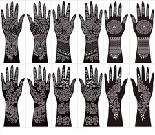 Henna Tattoo Stencil Kit, 12 Sheets Temporary Tattoo Templates for Hand,Large