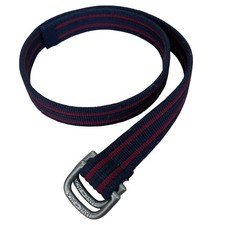 Janie And Jack Striped Canvas Belt Blue Red Sz 4 To 5 Logo D Rings 1  wide