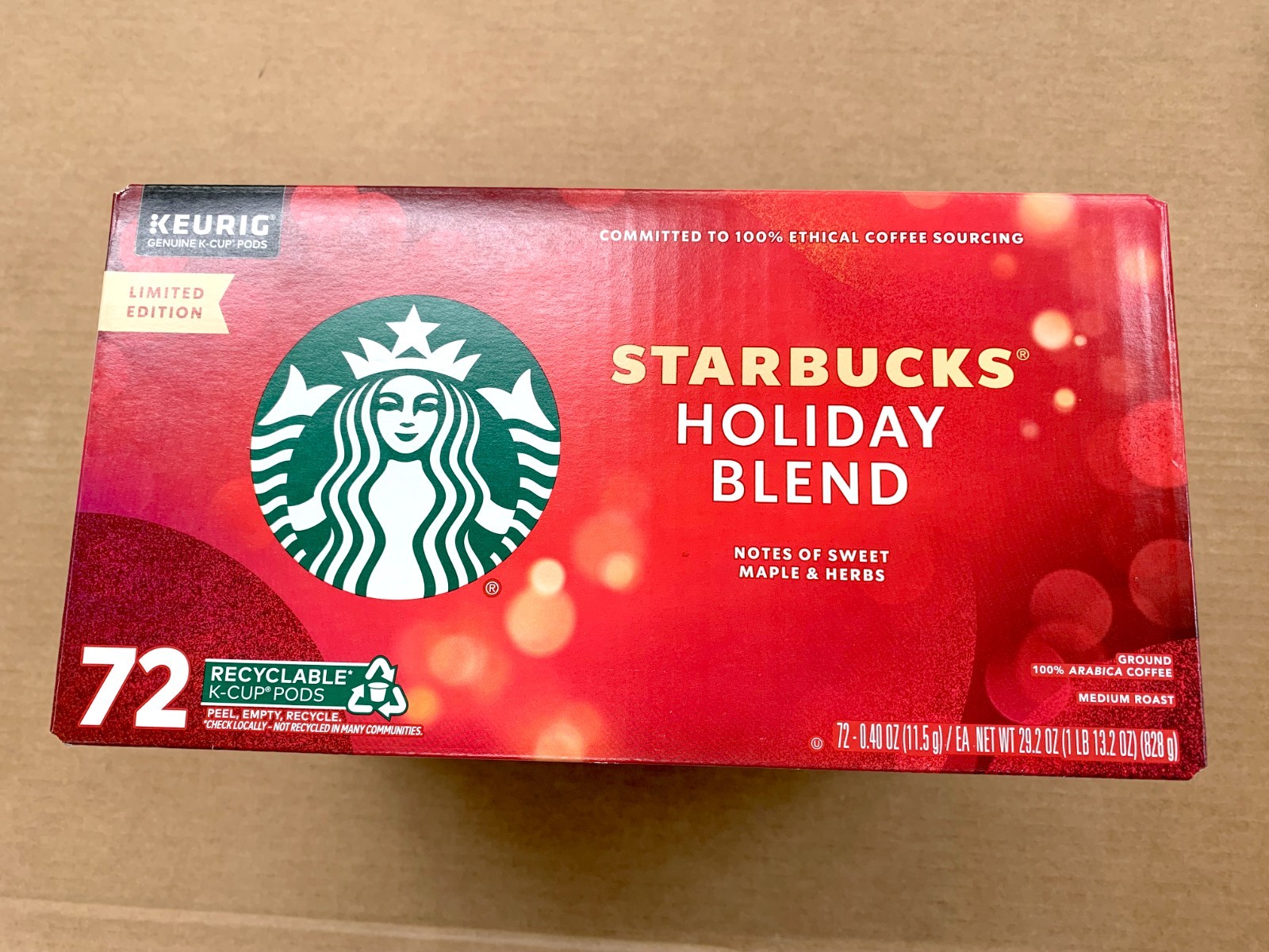 Starbucks Limited Edition Holiday Blend Keurig K-Cup Pods 72 count NEW