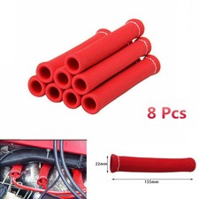 Car 1200 Degree  Red Spark Plug Wire Boots Protector Sleeve Heat Shield Cover 8P