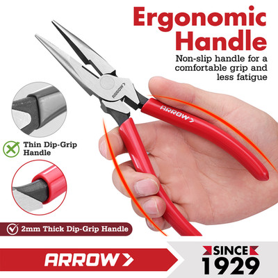 ARROW 8'' High Leverage Needle Long Nose Plier with Side Cutters Long Nose Pliers