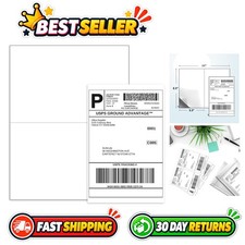 200 Self Adhesive Shipping Labels 8.5"x5.5" for Laser Inkjet, White, 100 Sheets
