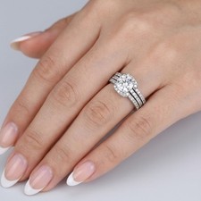 Engagement Ring Set 14K Gold Classic 2.56 Carat Round Lab-Grown Diamond D VS1