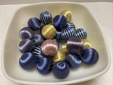 Set of 26 Vintage 1 Christmas Ornaments Baubles Satin Sheen Stripe Solid