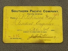 1899 Southern Pacific Co. Employee Pass to J.B. Robinson and Wife