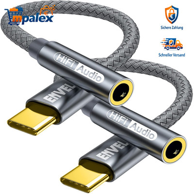 USB-C auf 3,5mm Klinke Adapter 2 Stück Kopfhörer AUX Audio Samsung Pixel iPad