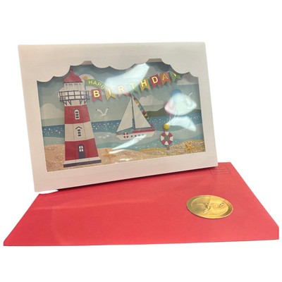 Papyrus Lighthouse Shadowbox Birthday Card Greeting Card